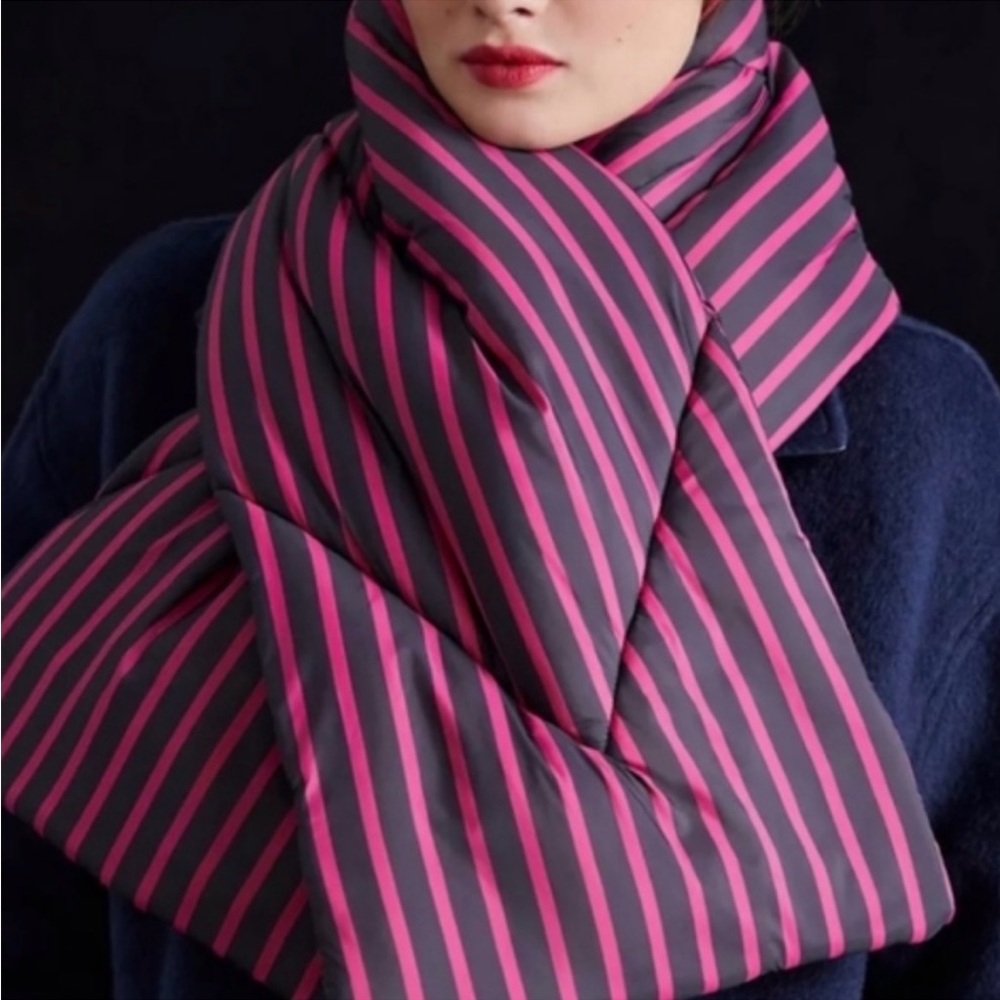 Maeve striped puffer scarf